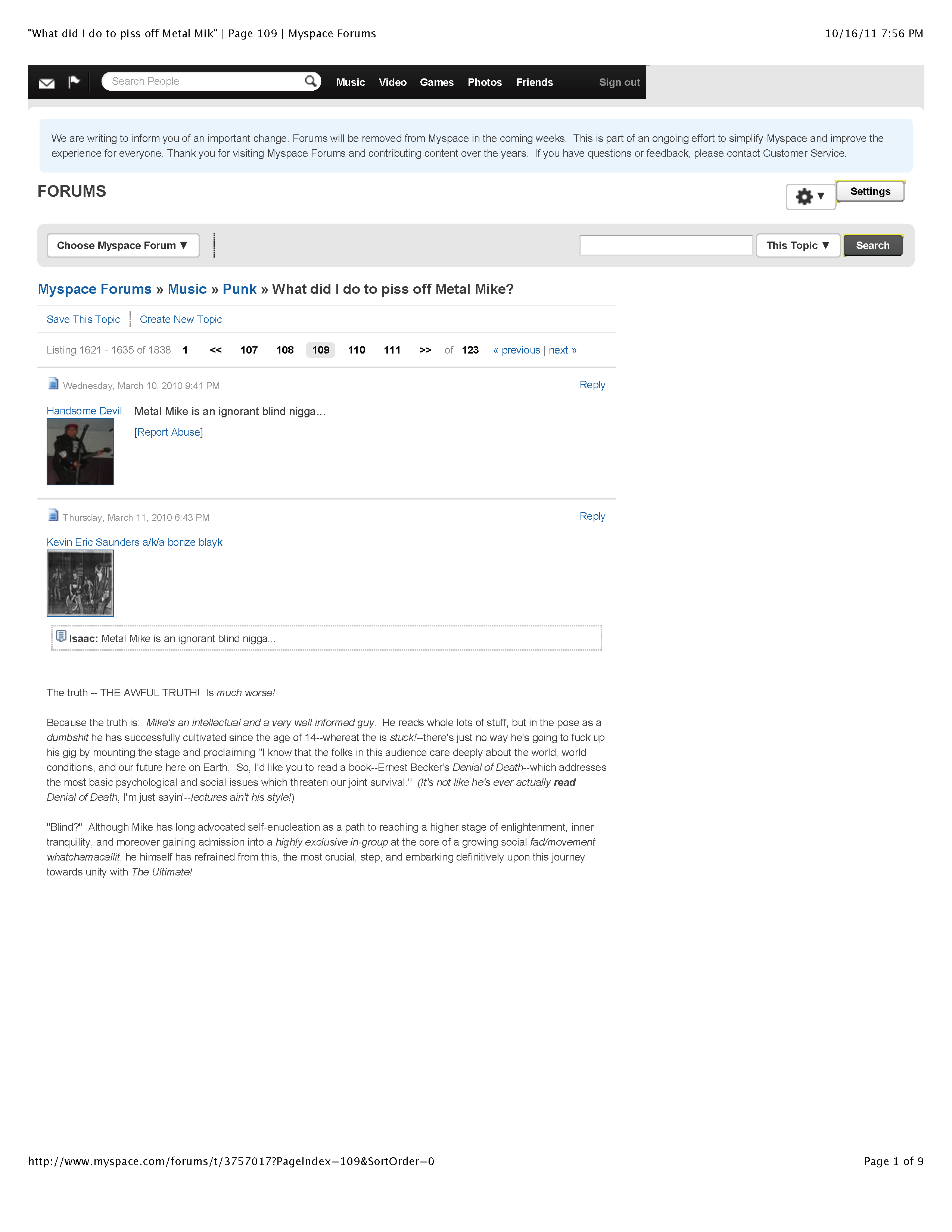 ./MySpace - 'What did I do to piss off Metal Mike' | Page 109 | Myspace Forums re Metal Mike Saunders_Page_1.png